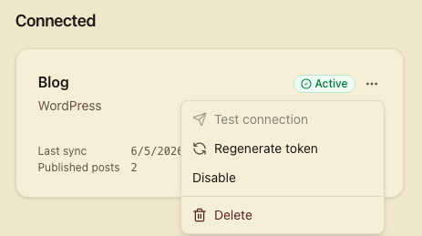 Integrations menu